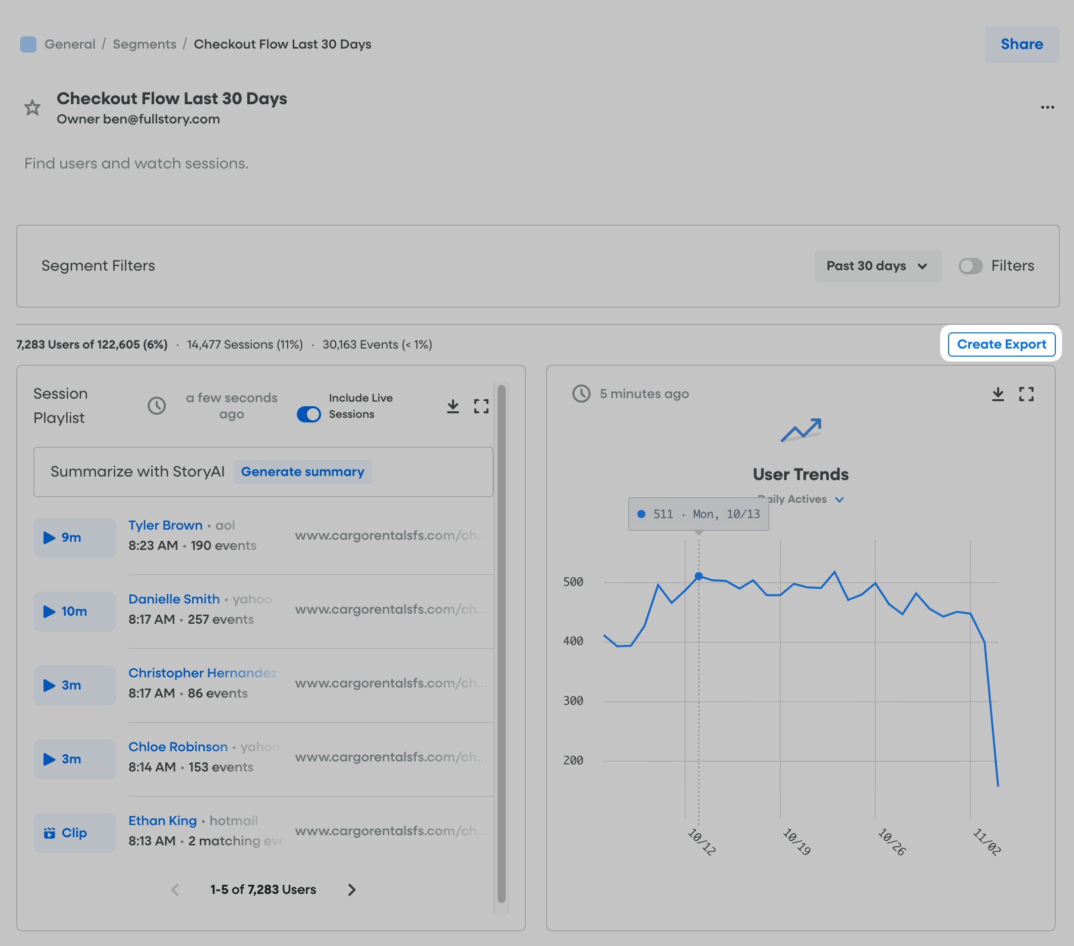 Segment - Create Export