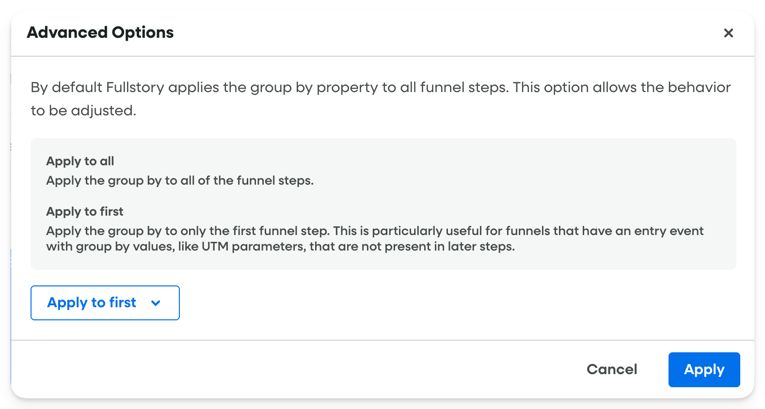 Funnels - Group By - Advanced Options