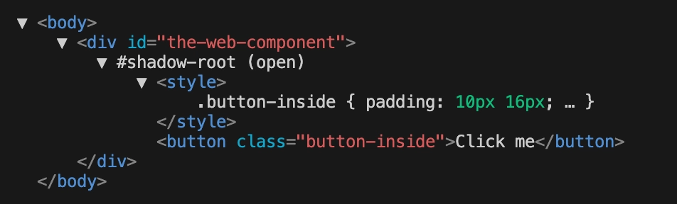 Shadow DOM screenshot from developer console